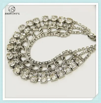 2015 Hotsale Gold and Silver Rhinestone Glow Necklace for Women