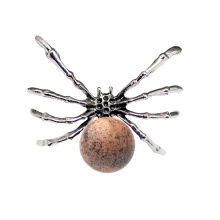 Picture Jasper 16MM Ball Antique Silver Spider Pendant (47x40mm) for DIY Making Jewelry