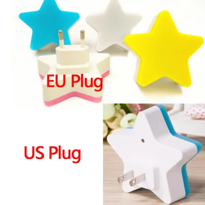LED Plug-in Lamp Sensor Controlled Pentagram Night Light Take Good Care Children Sleep