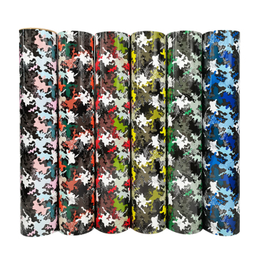 Free sample available camouflage PU Printing htv iron on vinyl roll heat transfer designs