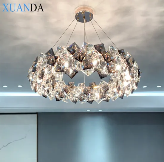 Round and Rectangle Indoor LED Chandeliers with K9 Crystal - Modern Pendant Lighting
