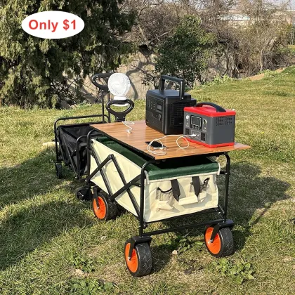 Portable Collapsible Garden Wagon - Beach Trolley Cart for Camping and Sports