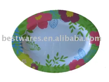 melamine oval dinner plate with decal
