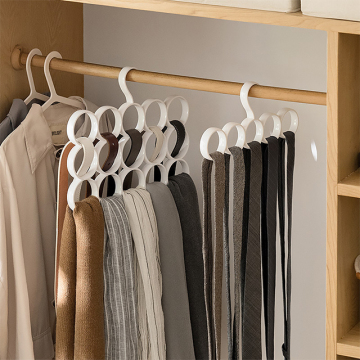 White 15-Holed Multi-Function Non-Skid Plastic Scarf Hanger