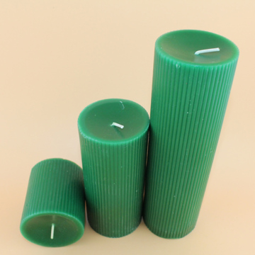 Dark Green Smokeless Pillar Fluted Wax Candles