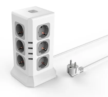 XGermany Secure Power Socket with USB Port, Light Strip, and Electrical Switch