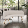 European Curved Sofa Fabric Upholstered Seating Wooden Legs Living Room Bedroom Hotel Apartment