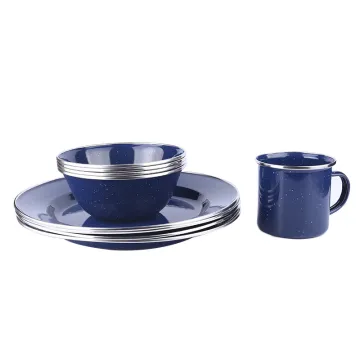 Enamel Tableware Enamel Plate/Bowl/Cup/Mug with Stainless Rim