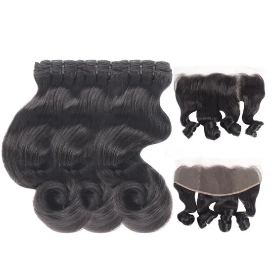 Brazilian Virgin Human Egg Wave Hair Weave Bundles With Frontal Funmi Human Hair Extensions Egg Curl