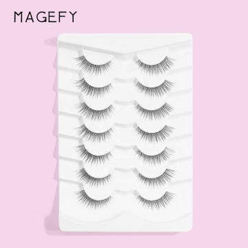 MAANGE 7 Pairs Invisible Band Wispy Cat Eye Lashes