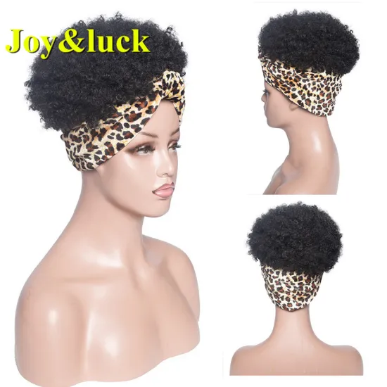 Wholesale Hairband Hair For African Women Scarf Wig Ladies Hair Black Short Afro Kinky Curly Headband Wig Synthetic Hair Wigs