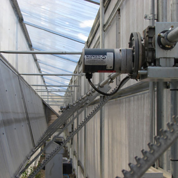Greenhouse Continuous Rack and Pinion Vent System