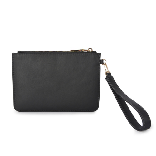 Cartera Cosmética Cuero Vegano Embrague de Cuero Esencial Negro