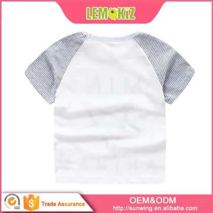 Bulk wholesale kids clothing,fashion cotton kids clothing set children favorite t-shirt and striped harem shorts