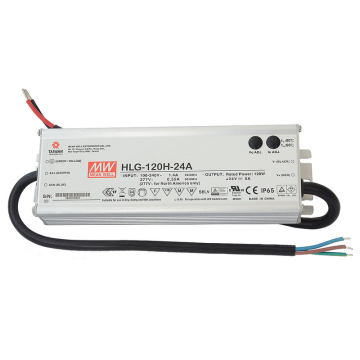 HLG-120H-24 Wodoodporny kierowca LED AC do DC Zasilanie 24 V 5A SMP