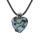 Opalite Heart Antique Silver Dragon Gemstone Pendant (32x42mm) Necklace 45cm Black Cord