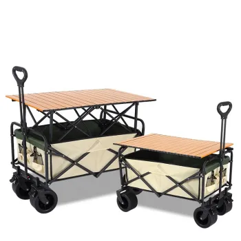 Multipurpose Large Capacity Folding Beach Cart with Table