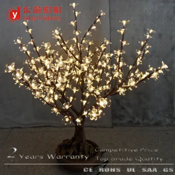 Warm LED Lights Desk Top Cherry Blossom Tree White Fake Cherry Blossom Trees