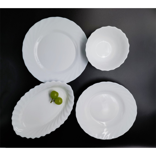 Sustainable White Opal Glassware Dish Dinner Sets