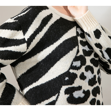 Striped leopard bump knit