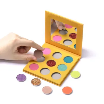 Private Label Waterproof Long-Lasting 9-Hole Square Vegan Eyeshadow Palette - High-Pigment Light Skin Shimmer Metallic Eye Makeup