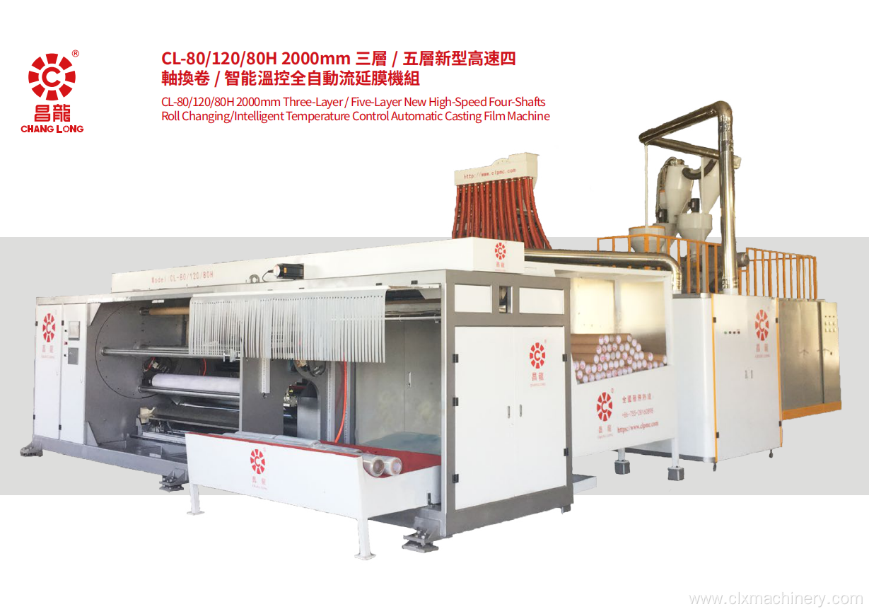 New High Speed Four-shafts Roll Changing Casting Film Machine