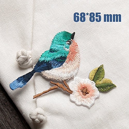 鳥の繊細な刺繍パッチアイロンパッチ