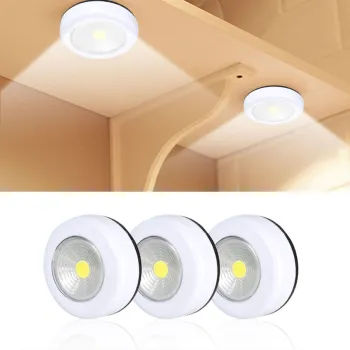 COCOB LED Touch Cabinet Lamp with Button Light, Battery-Powered Night Closet Cupboard Bookcase LED Light