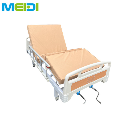 Professional Medical Device 2-Crank Manual Hospital Bed with Two Functions