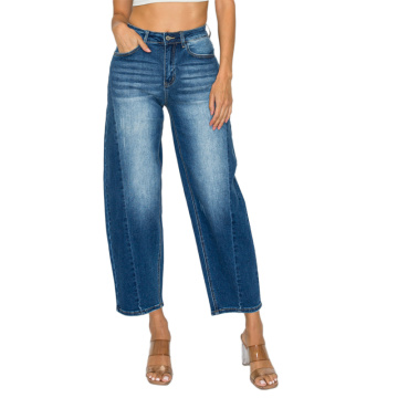 Grapent Barrel Jeans для женщин с высокой талией с широкой мешковываемыми ногами.