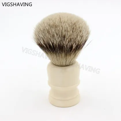 faux ivory hadle silvertip badger shaving brush parker
