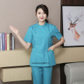 Scrub Top Women Cotton Short Sleeve Hospital Medical Uniforms Round Collar Adjustable Waist Dental Scrubs Beauty Nurse Uniform
