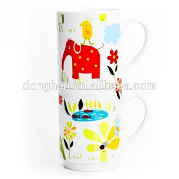 Hongkong Porcelain stackable mug set stacking cup with funny design