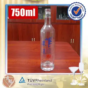 Fancy desined whsky / brandy / vodka bottle glass liquor 750 ml