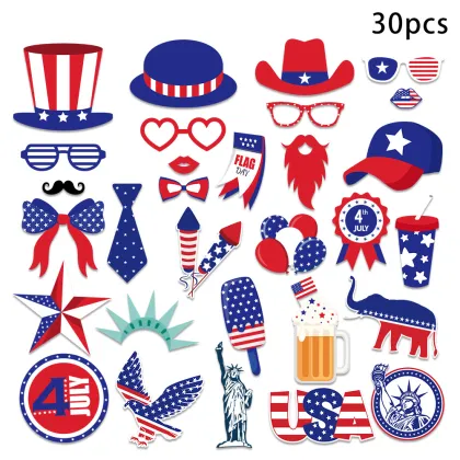 Fourth of July Spooky Photo Prop Masks - Independence Day Party Supplies