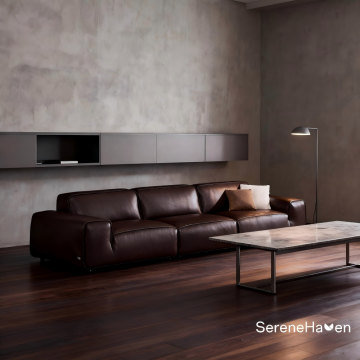Italian Minimalist Deep Seat Modular Leather Sofa
