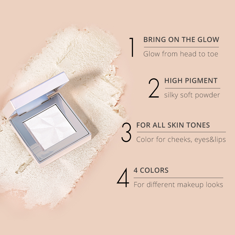 Maquiagem Highlighter Powder Make-up Cosmetic Highlighter Makeup for Private Label Laser Silver Color Palette Custom Logo