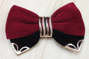 Double Bowknot Fabric Flower Shoe Clips with Plastic Buckle Tied