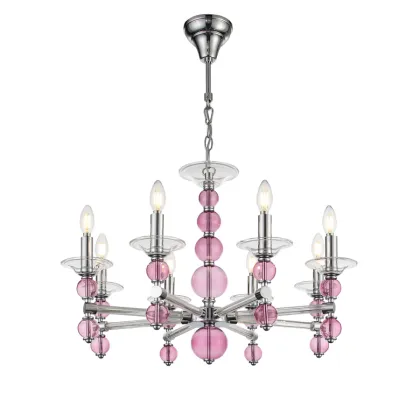 Modern Chihuly-Style Pink Murano Glass Chandelier