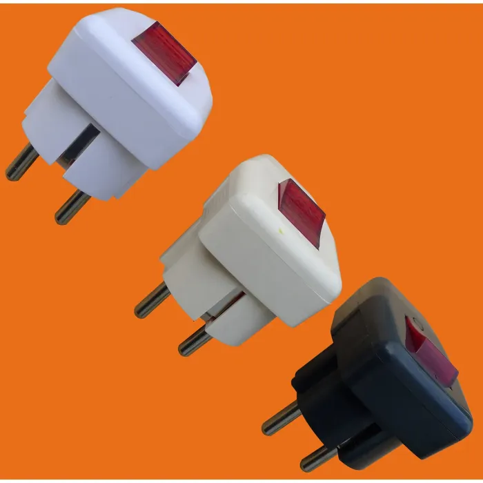 Steker 2 Pin dengan Bumi dan Sakelar (P7055)