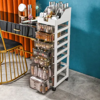 Floor-Standing Multi-Layer Cosmetic Drawer Storage Rack for Nail Polishes and Supplies