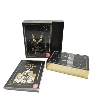 Custom High-Quality Black Tarot Cards with Gold Edges, Guidebook, and Box Packaging