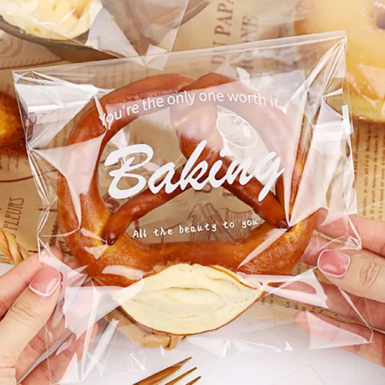 Customized Printed Transparent Baked Bread Biscuit OPP Cellophane Self-Adhesive Bags