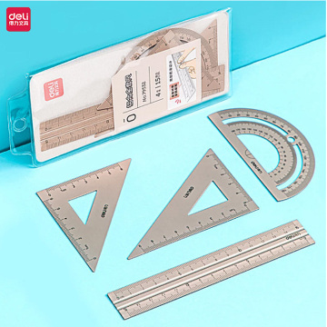 4-delige aluminium liniaalset: Deli Drawing Kit voor schoolterreinen