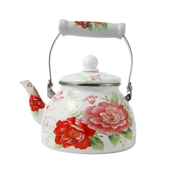 High Quality Hot Selling Teapot Cookware Kithen Enamel Kettle with Ceramic Handle