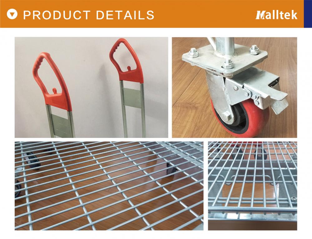 Heavy duty warehouse metal mesh furniture trolley