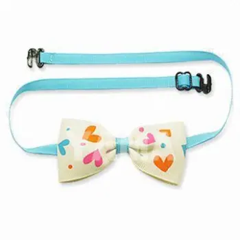 Polyester Bow Tie, Made of Heart-printed Ribbon to Weave and Knit via Elaborate Handcraft
