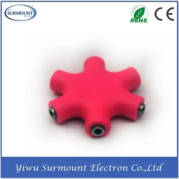 2016 New Poratble Colorful 6 Port Earphone Splitter Audio Splitter