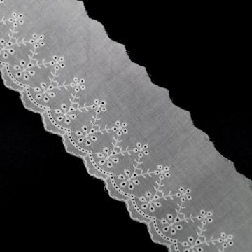 100% Cotton Embroidery Lace Trim  10Cm