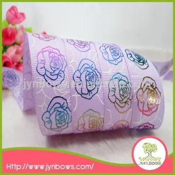 China wholesale flower printed decoration wide purple ribbon